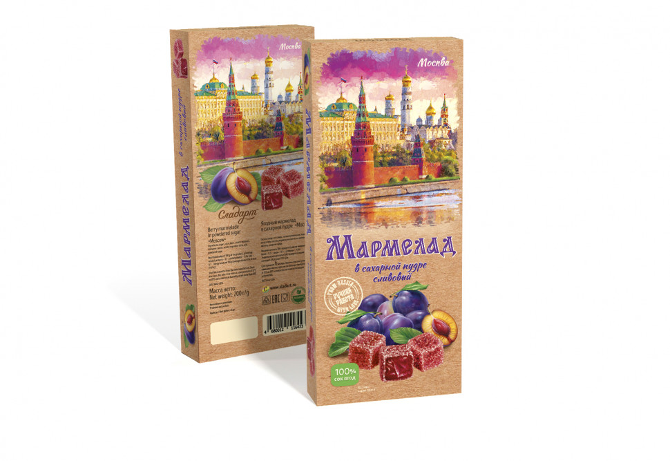  Сладарт Мармелад Сливовый МОСКВА в сахарной пудре (642), 200г   в Кимрах