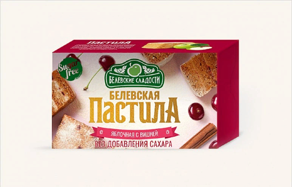 №2 Пастила  200г диетическая С ВИШНЕЙ, НОВЫЙ ФОРМАТ (4 шт по 50гр)    в Кимрах