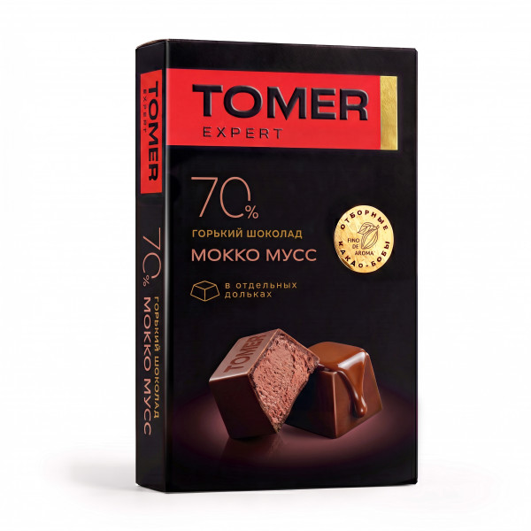 №2 Фабрика Томер  Горький шоколад с начинкой МОККО МУСС, 110г в Кимрах